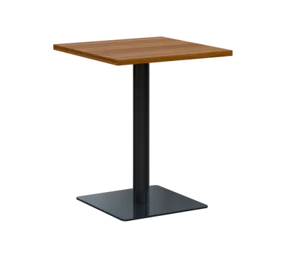 SQT 450 - 1 stůl hranlatý, deska 600x600 mm, síla 25 mm, trubková noha černá, ořech světlý